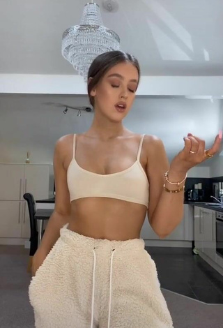 Sultry Chloe Rose in Beige Crop Top