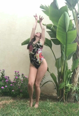 Sultry Danielle Haden in Floral Swimsuit