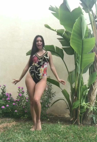 2. Sultry Danielle Haden in Floral Swimsuit