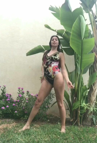 3. Sultry Danielle Haden in Floral Swimsuit