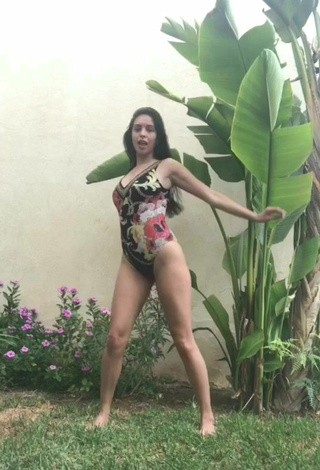 4. Sultry Danielle Haden in Floral Swimsuit