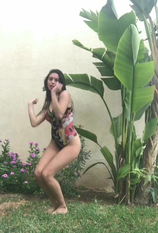 5. Sultry Danielle Haden in Floral Swimsuit