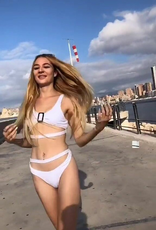 5. Sultry Diana Dasha in White Bikini at the Seafront