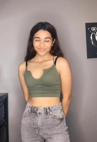 1. Sexy Divya Sapkota in Olive Crop Top