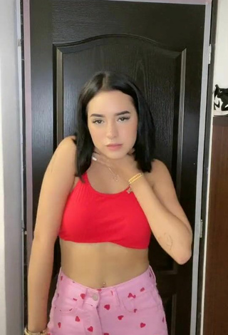 Erotic Dominik Elizabeth Reséndez Robledo in Red Crop Top