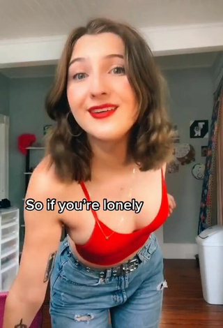 Sexy Katherine Donovan Shows Cleavage in Red Crop Top