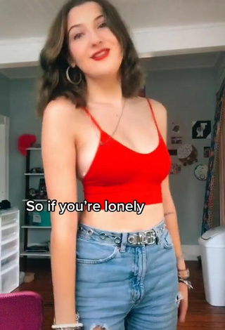 2. Sexy Katherine Donovan Shows Cleavage in Red Crop Top