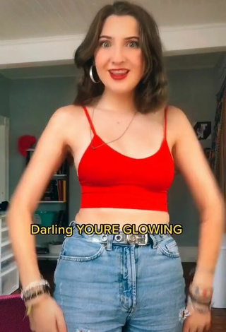 3. Sexy Katherine Donovan Shows Cleavage in Red Crop Top