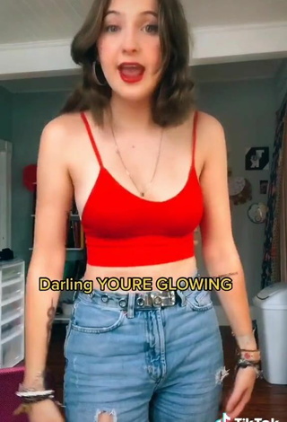 5. Sexy Katherine Donovan Shows Cleavage in Red Crop Top