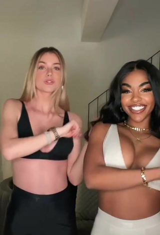 4. Cute Emilia.bte Shows Cleavage in Black Crop Top and Bouncing Boobs