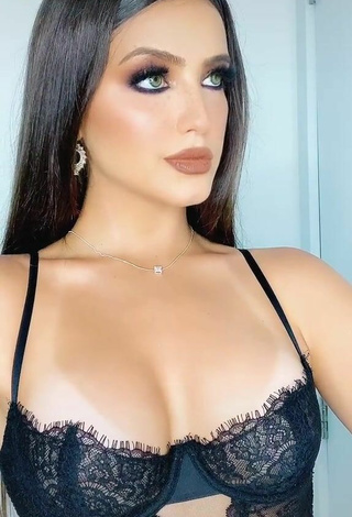 3. Hot Isa Pinheiro Shows Cleavage in Black Lingerie