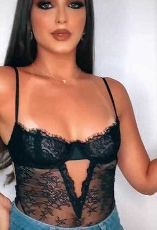 Sultry Isa Pinheiro Shows Cleavage in Black Lingerie