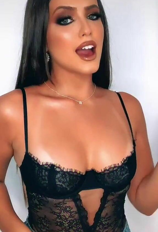 4. Sultry Isa Pinheiro Shows Cleavage in Black Lingerie