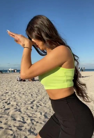 Luscious Ezgi Gizem Akdogan in Lime Green Crop Top at the Beach