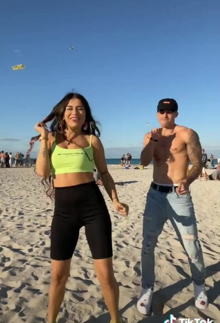 3. Luscious Ezgi Gizem Akdogan in Lime Green Crop Top at the Beach