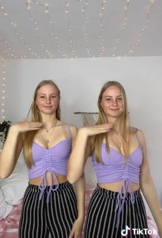 5. Beautiful Finja & Svea in Sexy Purple Crop Top