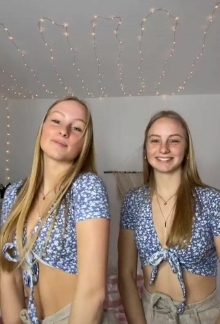 4. Hottie Finja & Svea Shows Cleavage in Floral Crop Top