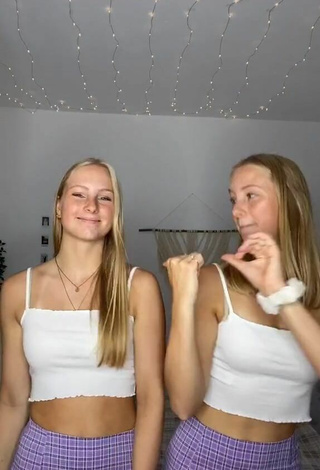 4. Cute Finja & Svea in White Crop Top