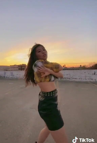 4. Sultry Fuji in Checkered Crop Top while doing Dance