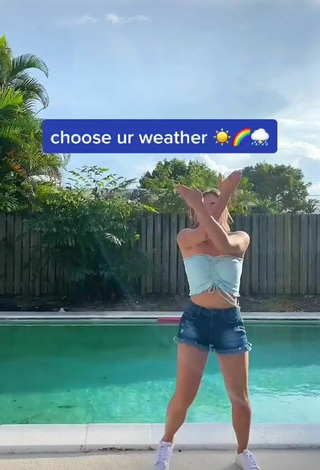 1. Sultry Gabby Murray in Blue Tube Top at the Swimming Pool