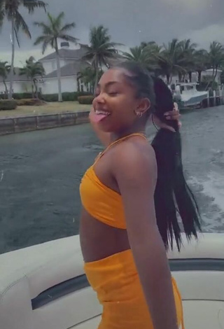 2. Sultry Gabby Morrison in Yellow Bikini Top on a Boat