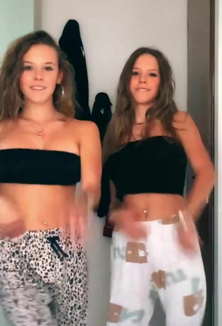 3. Hot Greta & Alice Greali Shows Cleavage in Black Tube Top and Bouncing Tits