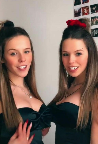 Sultry Greta & Alice Greali Shows Cleavage in Black Top