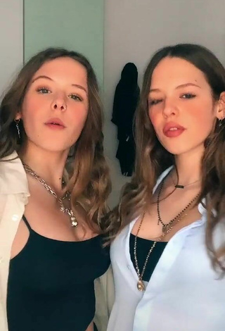 Pretty Greta & Alice Greali Shows Cleavage in Black Crop Top