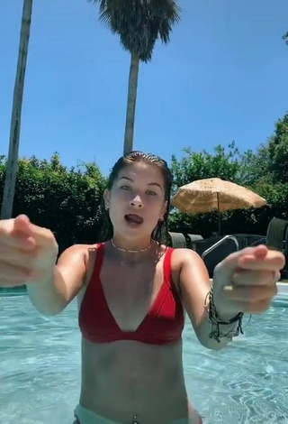 Luscious Hannah Rylee in Red Bikini at the Pool