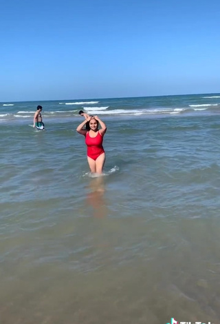 6. Sultry Heer Naik in Red Swimsuit at the Beach