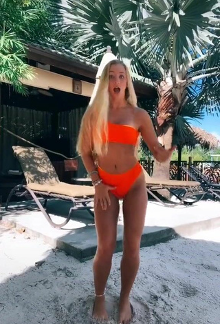 Sexy Hannah Mae Dugmore in Orange Bikini at the Beach