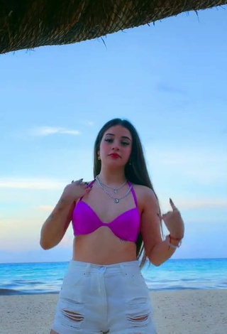 Titillating Fernanda Villalobos in Pink Bikini Top at the Beach