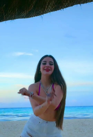 3. Titillating Fernanda Villalobos in Pink Bikini Top at the Beach