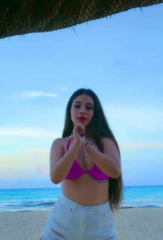 4. Titillating Fernanda Villalobos in Pink Bikini Top at the Beach