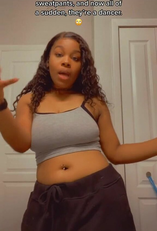 Sultry Breanna Pinckney in Grey Crop Top