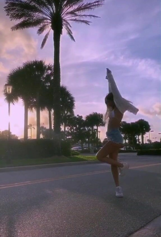 2. Cute Ali Marie in White Bikini Top in a Street