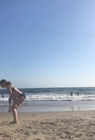 Sultry Elaina Rose in Black Bikini at the Beach