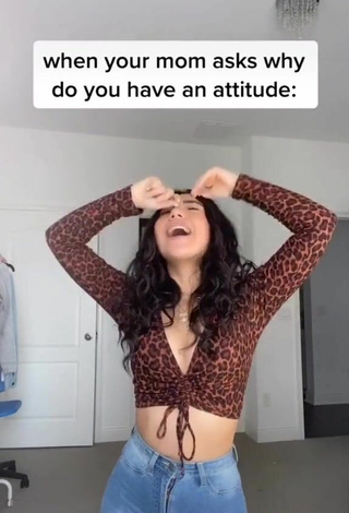 5. Sexy Jazlyn G Shows Cleavage in Leopard Crop Top