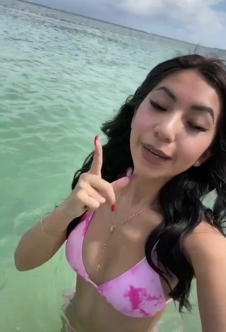 Cute Jazlyn G in Pink Bikini at the Beach