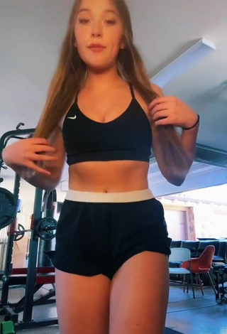 Sultry Jenna Dave in Black Sport Bra