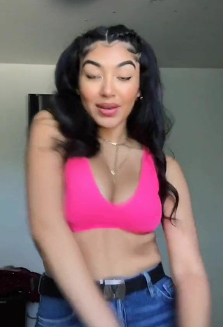 3. Sweet Jackie Ybarra Shows Cleavage in Cute Pink Crop Top