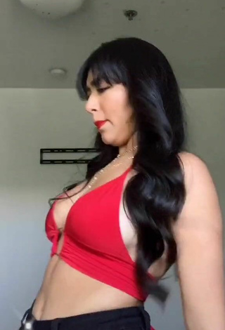 4. Jackie Ybarra in Hot Red Crop Top