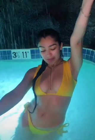 2. Cute Jackie Ybarra in Yellow Bikini at the Swimming Pool