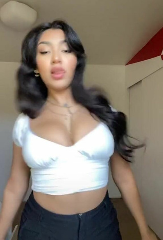 2. Jackie Ybarra in Erotic White Crop Top and Bouncing Boobs