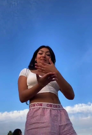 2. Attractive Jackie Ybarra in White Crop Top