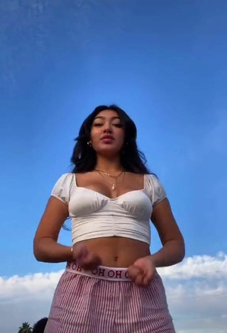 3. Attractive Jackie Ybarra in White Crop Top