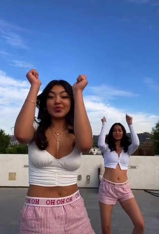 2. Amazing Jackie Ybarra in Hot White Crop Top