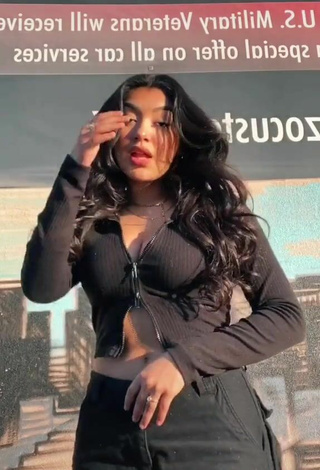 Really Cute Jackie Ybarra Shows Cleavage in Black Crop Top