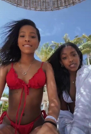 3. Sexy Jada Wesley in Red Bikini at the Beach