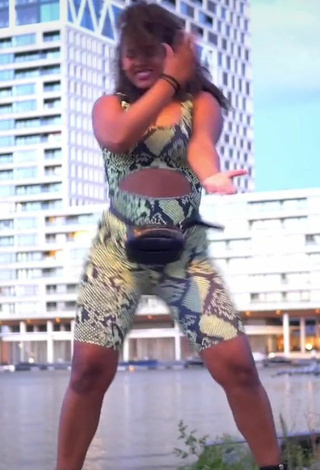 2. Luscious Joanne Lopes in Snake Print Overall